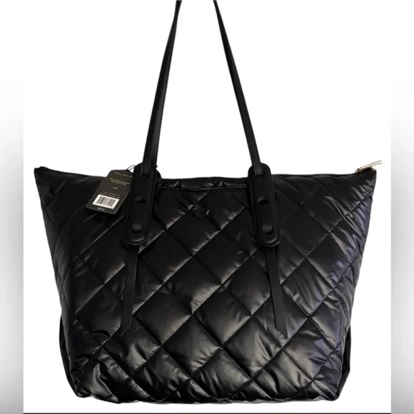 TUTILO QUILTED GRID TOTE BAG WATERPROOF SOFT HIGH CAPACITY WOMENS BLACK COLOR - Picture 3 of 12